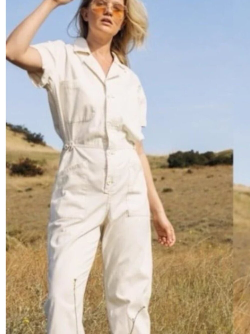 Pistola Grover Short Sleeve White Utility Jumpsuit-Size XXS